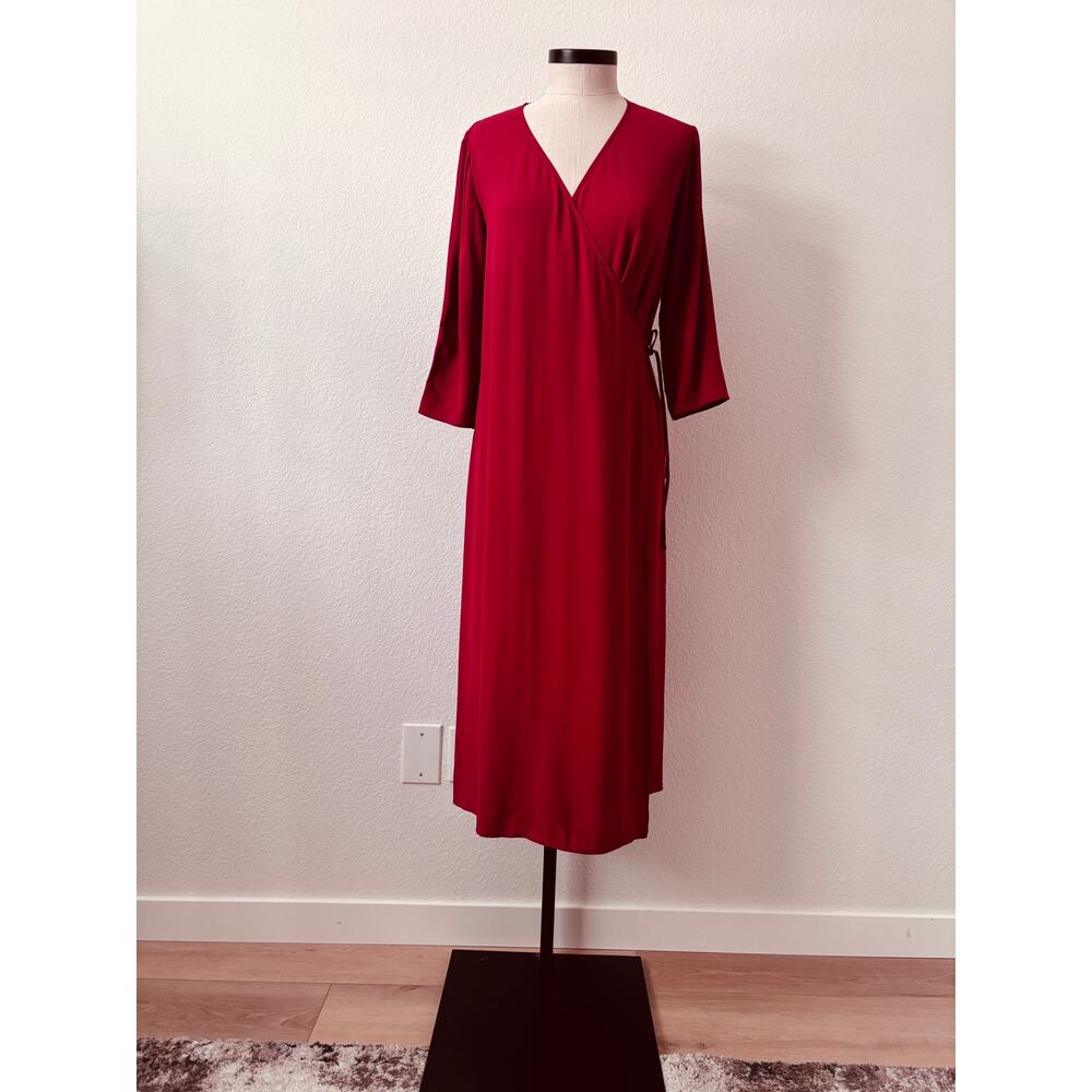 Eileen Fisher - NWOT Silk Georgette Crepe Wrap Dress Size XS - Picture 2 of 8